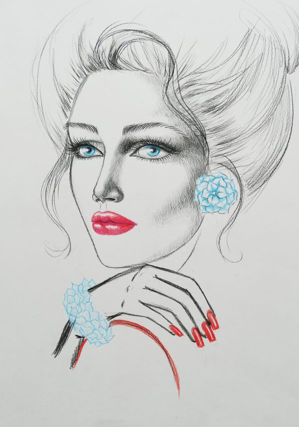 Blue Flower on Finger